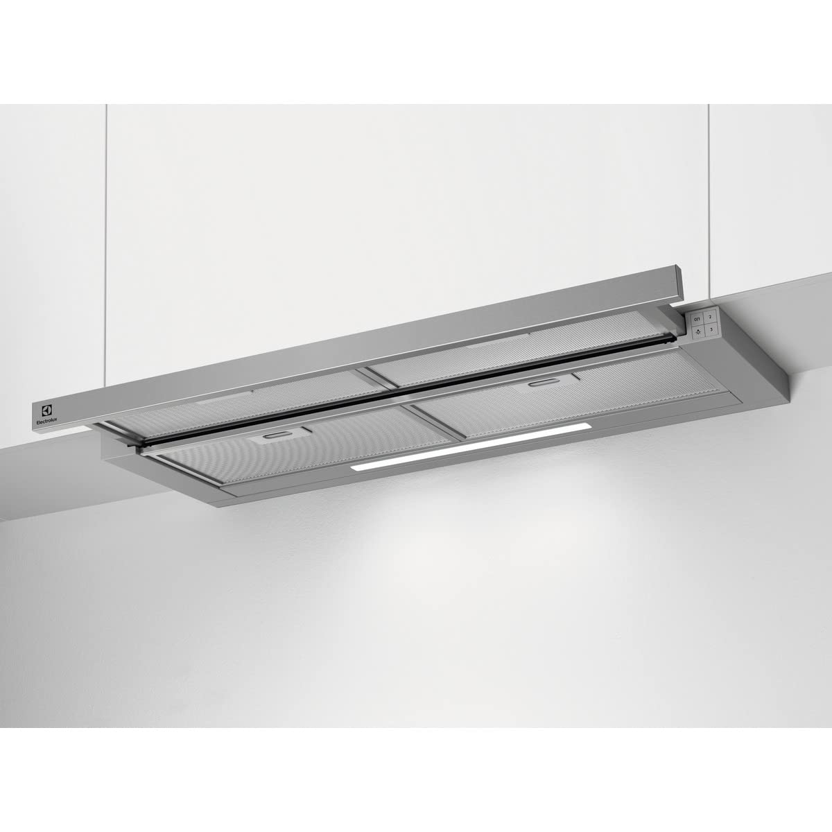 Electrolux LFP419X Hotte aspirante amovible, 90 cm, 3 vitesses, puissance maximale 440 m3/h, contrôle des boutons, lumières LED, filtre à charbon lavable anti-graisse, Inox, classe C