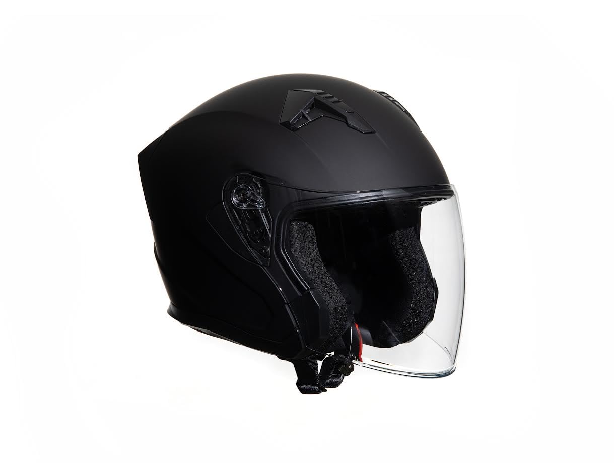 Casco Moto e Scooter Demi Jet OMOLOGATO ECE 22-06 DOPPIA VISIERA NERO OPACO