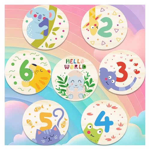 Image of Wooden Baby Monthly Milestone Cards with Birth Announcement Sign Newborn Photography Props Baby Shower Gifts for Boys and Girls (Monthly Milestone Cards)