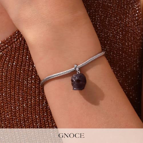 Image of GNOCE Skull Pendant Charm Silver Dangle Charms Bead fit Bracelet /Necklace Jewelry Gift for Women Men