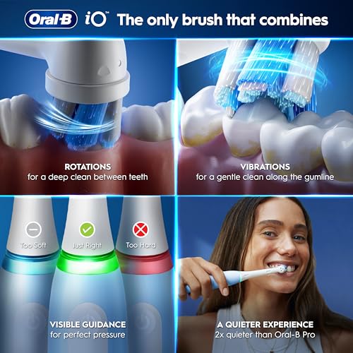 Oral-B iO3 Electric Toothbrushes, Toothbrush for Adults with 1 Toothbrush Head, 1 Travel Case, Ideal Gifts for Women & Men, Blue - 4