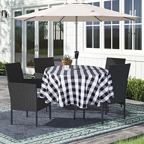 Image of EHouseHome Outdoor and Indoor 70inch Round Tablecloth with Umbrella Hole and Zipper, Waterproof Zippered Patio Table Cloths, Spring /Summer Table Covers for Backyard Circular Table /BBQs /Picnic