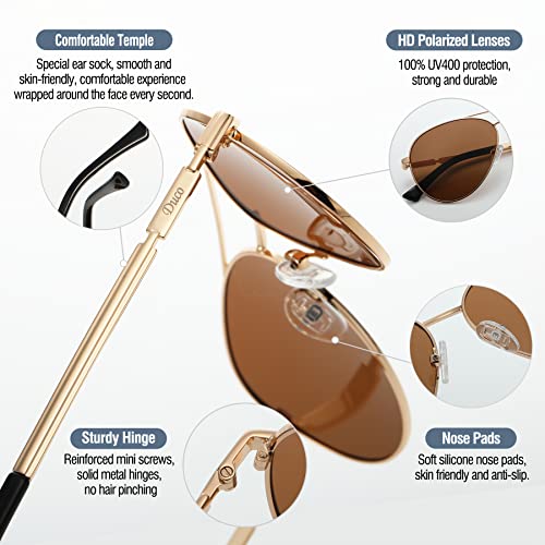 Image of DUCO Aviator Sunglasses Polarized for Men Women 3025K | UV400,Metal Frame, Durable and Sturdy,Comfortable, for Driving Daily, Golf, Fishing