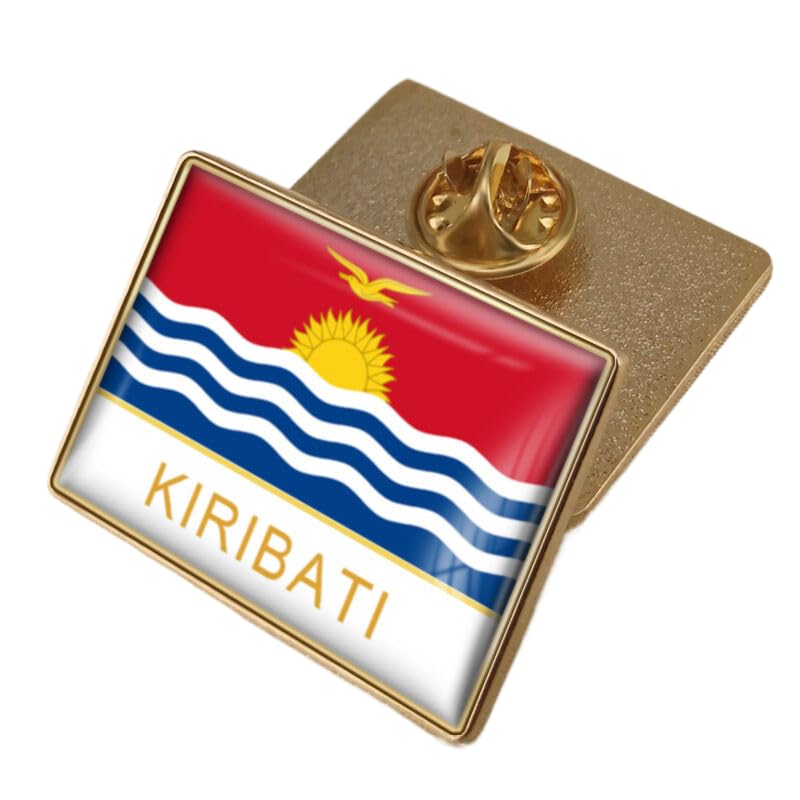 Épinglette Drapeau Des Kiribati – Broche Fantaisie Géométrique Carrée, Bijou Créatif Pour Femme Et Homme, Accessoire De Voyage, Cadeau De Fête
