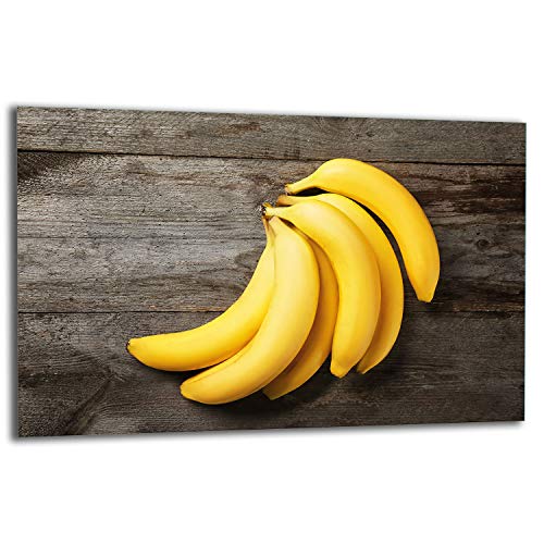 TMK | Tabla de cortar de 80 x 52 cm, 1 pieza, cubierta de vitrocerámica, protección contra salpicaduras, placa de cristal, decoración de tablas de cortar, plátanos
