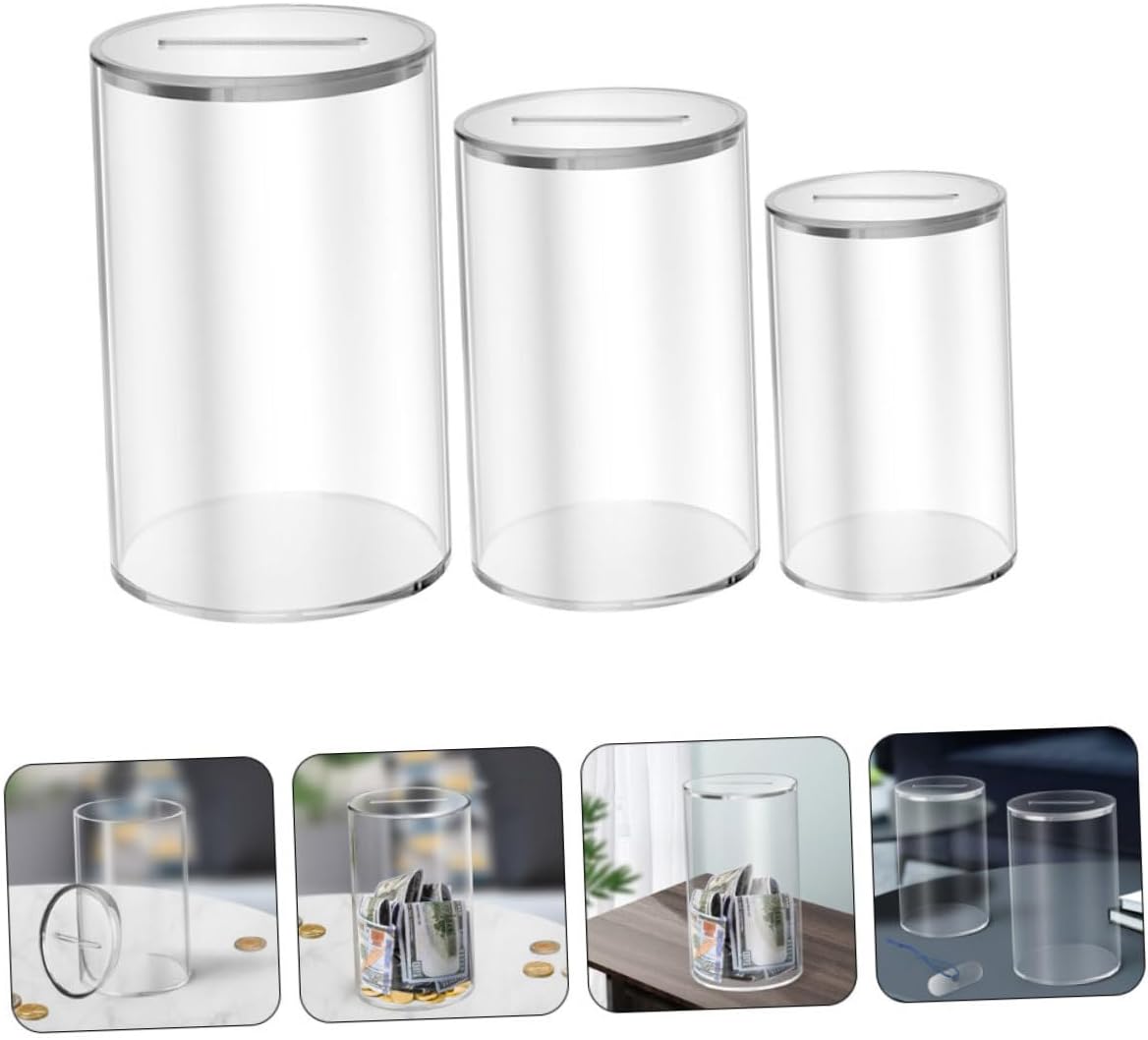 Milisten 3pcs Acrylic Bank Money Saving Box for Home Office Decor for Boys and Girls and Adults Compact Design for Desktop Use