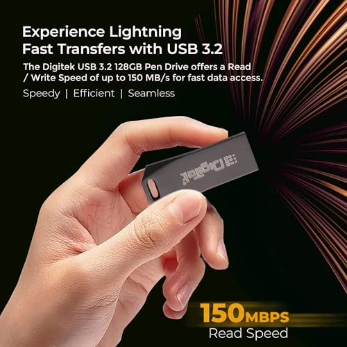 Image of Digitek (Dud 128G V3.2) USB 3.2 Flash Drive, 128GB Storage, High Speed Read & Write, Pen Drive, Magnetic, X-Ray & Temperature Resistant | Compatible with Windows & Mac OS