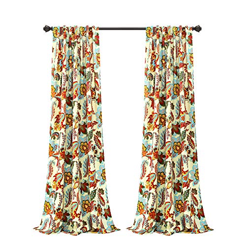 Lush Decor Room-Darkening Window Curtain Panels, 2-Piece, Neutral (95' x 52') Zara Jacobean Raumverdunkelungs-Fenstervorhang, 2-teilig, (241,3 x 132,1 cm), Polyester, 95 in x 52 in