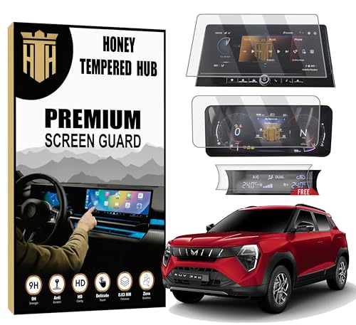 Image of HONEY TEMPERED HUB ( 3 PACK SCREEN GUARD COMBO for MAHINDRA XUV 3XO 2024 /10.25 INCH INFOTAINMENT & INSTRUMENT CLUSTER & AC VENT PROTECTOR / XUV3XO Digital Display Car Accessories [Not Tempered Glass]