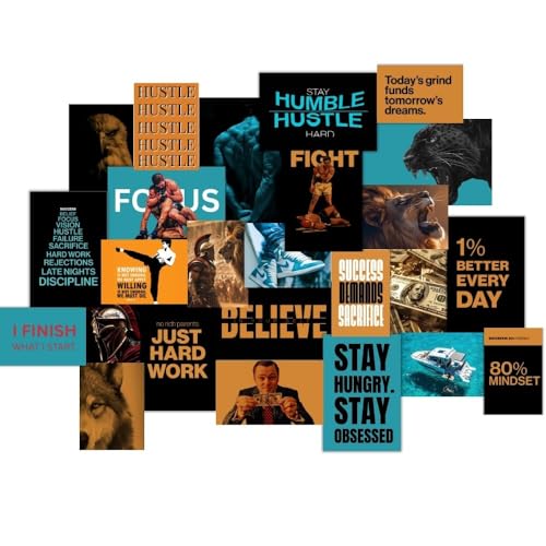 Image of Good Hope Hustler's Vision Board Wall Collage Posters Set of 24 Pcs without Frame 10 A4 Size 8x10 & 14 A5 size Prints for Money Motivation For Room Wall