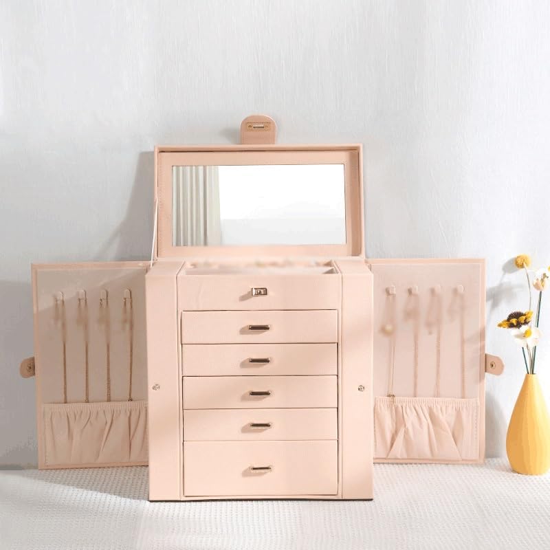 GaRcan Large Capacity Portable Jewelry Storage Box Rings Earrings Jewelry Box Handheld with Lock image 5