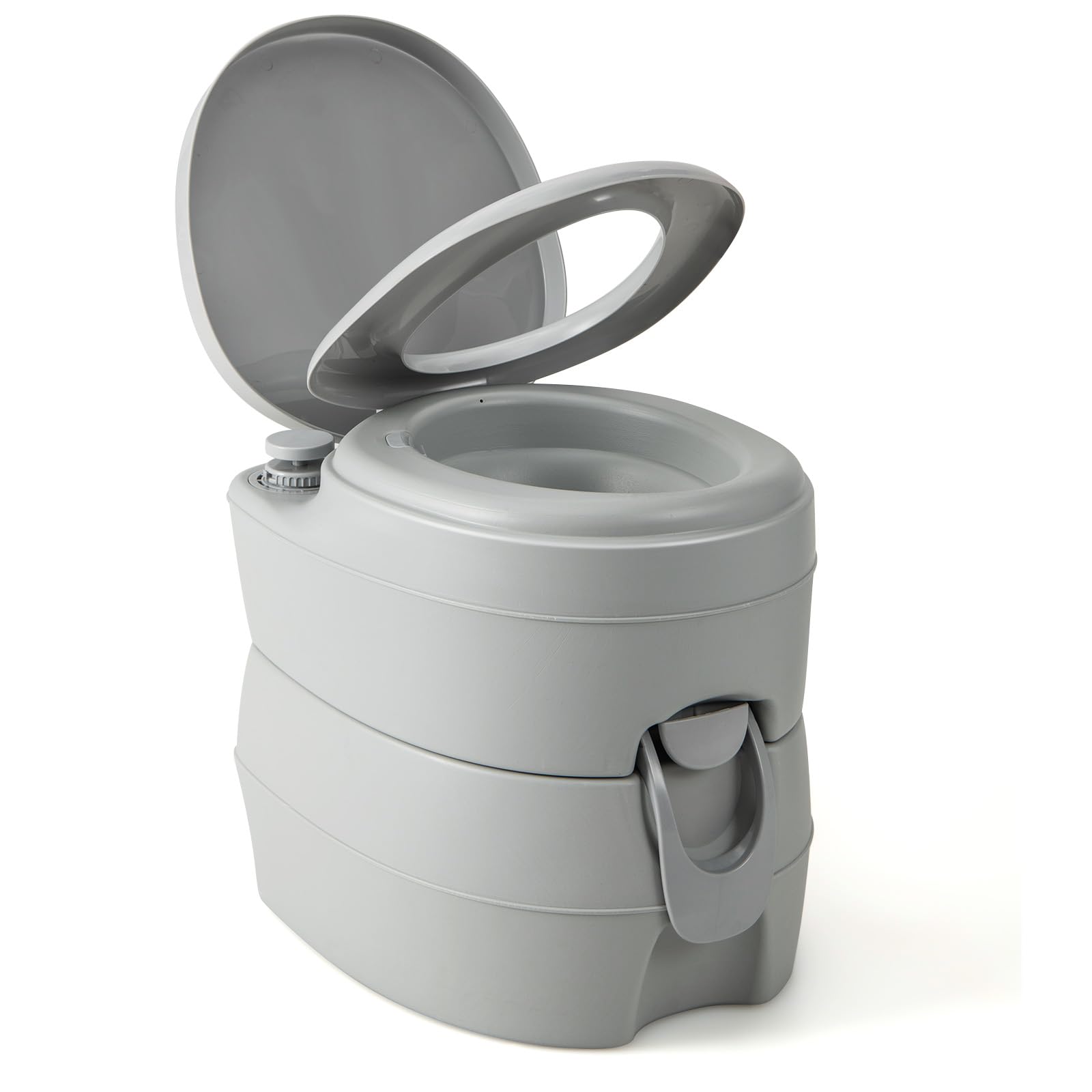 GOPLUS Inodoro Portátil para Acampar, Inodoro Móvil para Viaje con Tanque de Desechos 20 L, Bomba de Descarga, Soporta 150 KG, con Doble Desagüe y Asas para Interior y Exterior