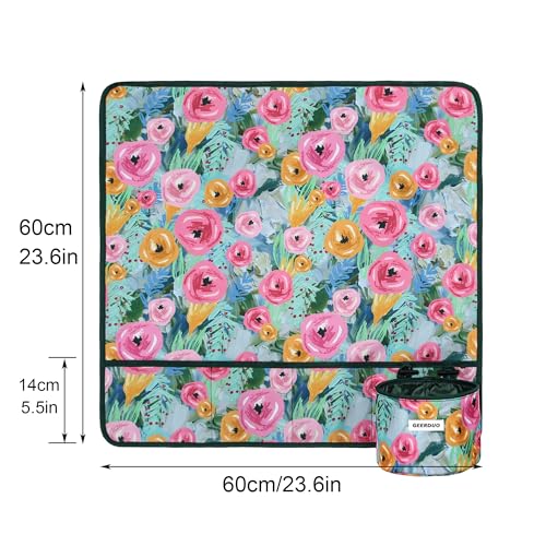 Image of Sewing Machine Mat for Table with Pockets Non-Slip Sewing Machine Pad Floral Reduce Vibration Storage Sewing Accessories Organizer for Supplies Quilting (Green Floral)