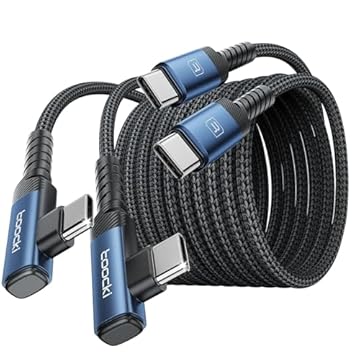 Cabo Toocki Elbow 90 Graus USB C 60W 6A com Carregamento Super Rápido - Compatível com Android, IPhone 15 e MacBook (Azul, 1 Metro)