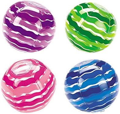 Fun Express Bright Colored Striped Beach Balls, Set of 12 image 2