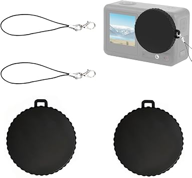 For DJI Osmo Action 4/Action 3 Accessories Lens Protection Lens Cover Scratch Resistant Dustproof Dirt Proof Lightweight Drop Proof Washable Easy Installation Front Cap with Strap 2 Pack