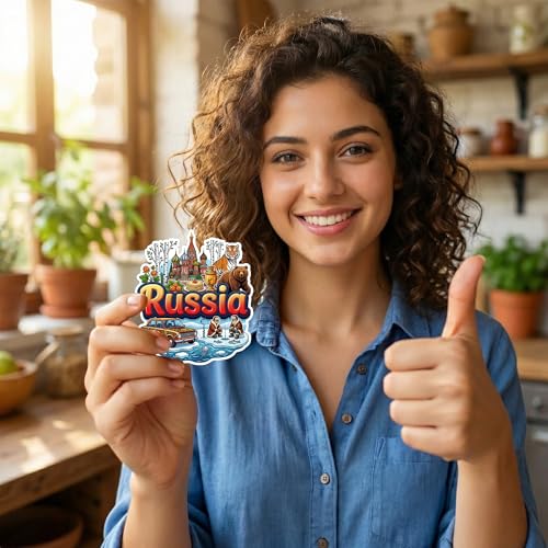 Image of Russia Fridge Magnet - Premium Engineered Wood, Glossy Finish, HD Print, Precision Laser-Cut Travel Souvenir Gift, Durable Decorative Refrigerator Magnet