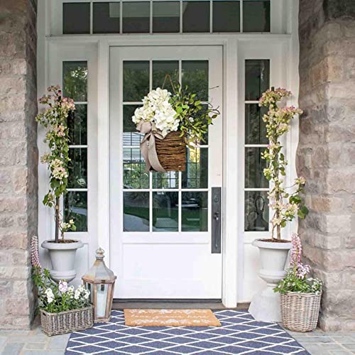 Door Hanger Basket Flowers Wreath, Front Door Spring Wreath Spring Welcome Sign Porch Farmhouse, Spring Artificial Flowers Wedding Home Decor #TOP1