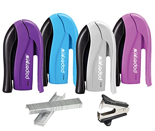 PaperPro inSHAPE15 Stapler - One Finger, No Effort, Spring Powered Stapler Value Pack with Staples & Remover - Assorted Colors, No Color Choice (1459)