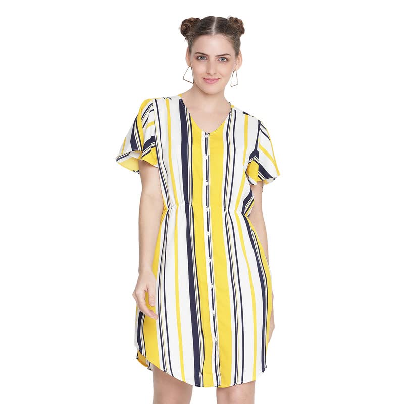Xoxo Cherry Women White Yellow Dolled Up Shift Dress White
