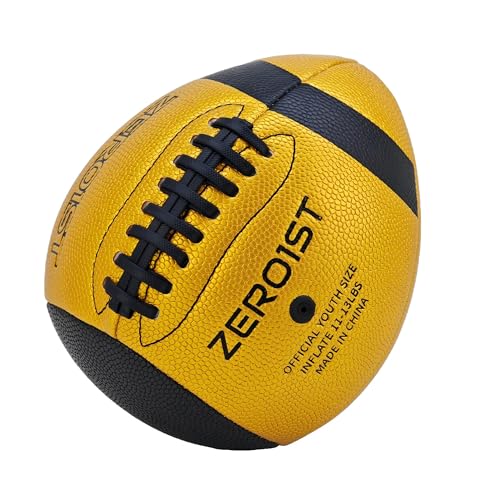 ZERO1ST PassCatch Training Football for Youth&Kids(Ages 5-14) Fatherless Bounce Back Size 7 Football Practice Equipment Solo Passing Catching Training Hand-Eye Coordination (Deflated)(Gold-Black)
