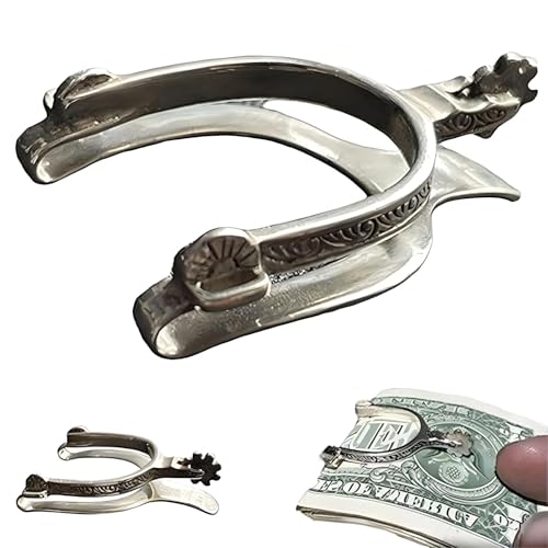 Money Clip with Western Spur Design, Personalized Engraving,Large Feature Money Clips, Horse Rider Gift