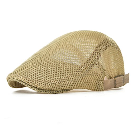 Image of VOBOOM Men Breathable Mesh Summer Hat Adjustable Newsboy Beret Ivy Cabbie Flat Cap
