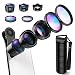 [Upgraed Version] AMIR Phone Camera Lens, 5 in 1 Cell Phone Lens Kit, 15X Macro Lens + 0.6X Wide Angle Lens, 185°Fisheye Lens + CPL + Starburst Lens for iPhone X/8/7/7 Plus/6s & Samsung, Smartphones