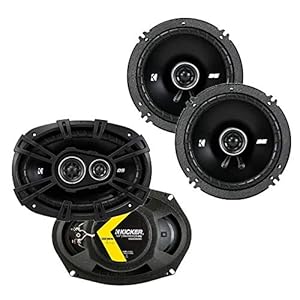 KICKER 43DSC69304 D Series 6×9 Inch 360 Watt 3 Way Dual Speakers with 43DSC6504 6.5 Inch 240 Watt 2 Way 4 Ohm Car Audio Coaxial Speakers