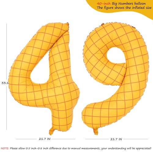Image of 40 inch Large Number Balloon 49 Toy Inspired Story Yellow Birthday Balloon | Western Rodeo Party Supplies Boy Girl Story Anniversary Kids Birthday Party Cowboy Farm Themed Baby Welcome Decorations