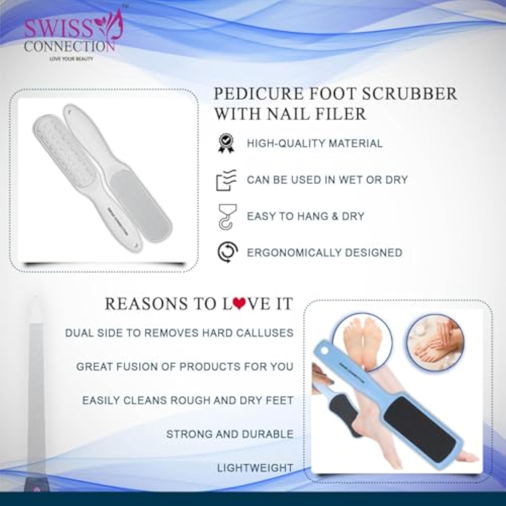 Foot Scrubber Callus Remover & Nail Filler Pack of 3