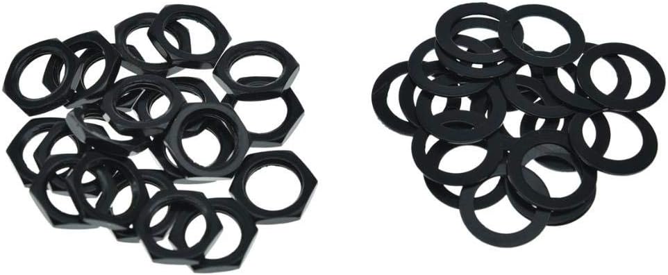 KAISH 20pcs Metric Guitar Input Output Jack Socket Nut and Washer Guitar Jack Nuts for Import Guitars Black