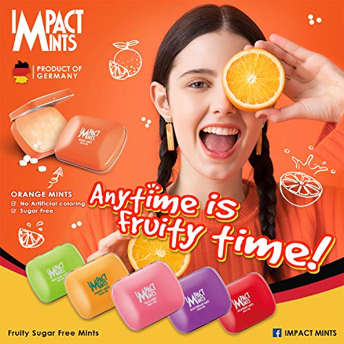 Image of Impact Products Sugar-Free Mints Orange Flavor 14G, For Everlasting & Pleasant Breath, Product Of Germany, Pocket Friendly Mints In Classic Tin Packaging (Pack of 3)