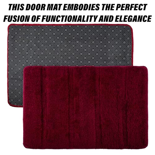 Image of Kuber Industries Door Mat | Door Entrance Mat | Entry Doormat | Floor Door Mat | Office Entrance Door Mat | Door Mat for Bedroom | Fur Doormat | Big Lining Door Mat | Pack of 2 | Maroon