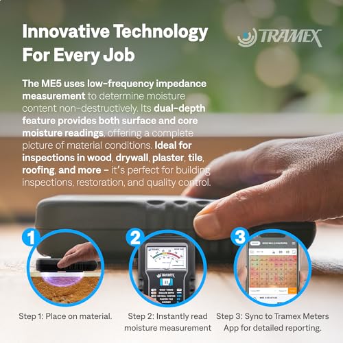 Tramex Moisture Encounter ME5 | Pinless Meter for Measuring Moisture Content in Wood, Drywall & Building Materials
