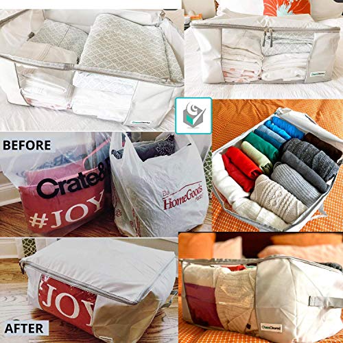Chaos Cleared Clothing Storage Bags Clothes Organizer Folding Fabric Bags For Sweaters, Clothing, Garment, Bedding, Quilt, Linens, Large Folding Organizers With Zip & Window, Mothproof Underbed Space Saver Bins thumb #7