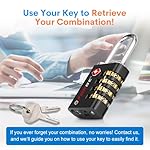 Forge Dual-Opening: Key or Combination Access Lock, TSA Approved Locks for Luggage, Pelican case, Travel, Gym, School, Stainless Steel Shackle. (Black, 4 Pk) - Image 5