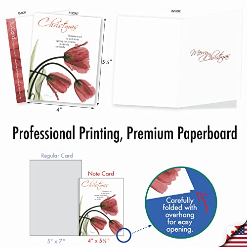Image of The Best Card Company - 10 Holiday Note Cards for Christmas - Festive Bulk Assortment, Boxed Notecards with Envelopes (4 x 5.12 Inch) - Blooming Christmas Spirit AM6219XSG-B1x10