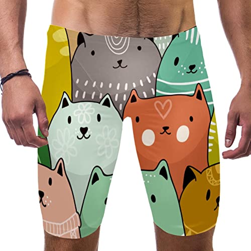 Jammers de natación para hombre con estampado de gatos bañador largo de resistencia