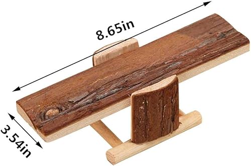 Miniatura 2 de Litewoo Plataforma de balancín de madera natural para animales pequeños, hámster, jerbo, ardilla, ratón, ejercicio, juguete, dientes, masticar,