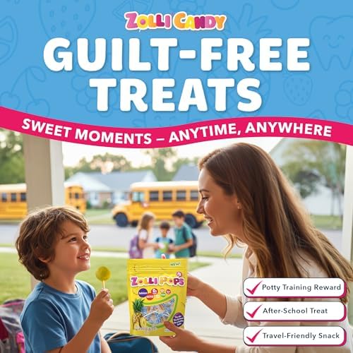 Zollipops Clean Teeth Pops Sugar Free Candy, Dye-Free Lollipops - Keto & Diabetic-Friendly, Dentist-Approved Treats for Kids (Pineapple, 3.1 oz) - 4