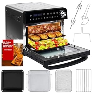Freidora De Aire Caliente Mini Horno 14l | Airfryer Xxl 1800w Con 11 Programas Ventana De Cristal Visualizable, Freidora De Aire Caliente Con Pantalla Táctil Led Y 7 Accesorios Libro De Recetas