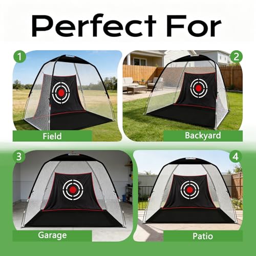 HIGOOD Golf Practice Net for Backyard - 12x7FT Heavy Duty Hitting Net with Tri-Turf Mat & Target for Driving Chipping Swing Training - All-in-One Indoor Outdoor System, Gift for Men Dad Him Golfer by HIGOOD - Image 4