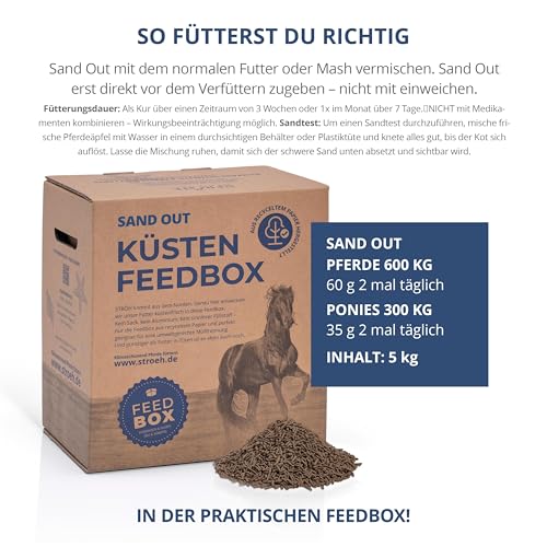 STRÖH SandOut Pellets für Pferde (5 kg) • Flohsamenschalen Pferd • Unterstützt die natürliche Darmreinigung • Bei Koliken, Kotwasser & Verdauungsprobleme • Flohsamen Pferdefutter