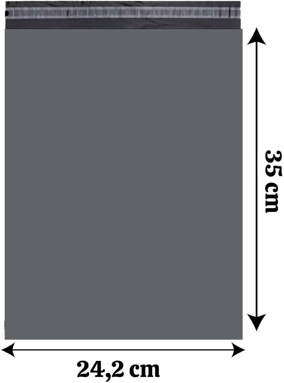 Bolsas de envío de plástico gris (1000 unidades) 24,2 x 35 cm, bolsas de envío de plástico resistentes, opacas y autoadhesivas para ropa y textiles. (1000)