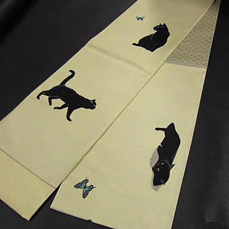 新品　西陣織袋帯　黒猫　クロネコ『綿芯御仕立付』 黒地 Amazon.co.jp: 西陣織袋帯 黒ねこ綿芯御仕立て付き : ファッション