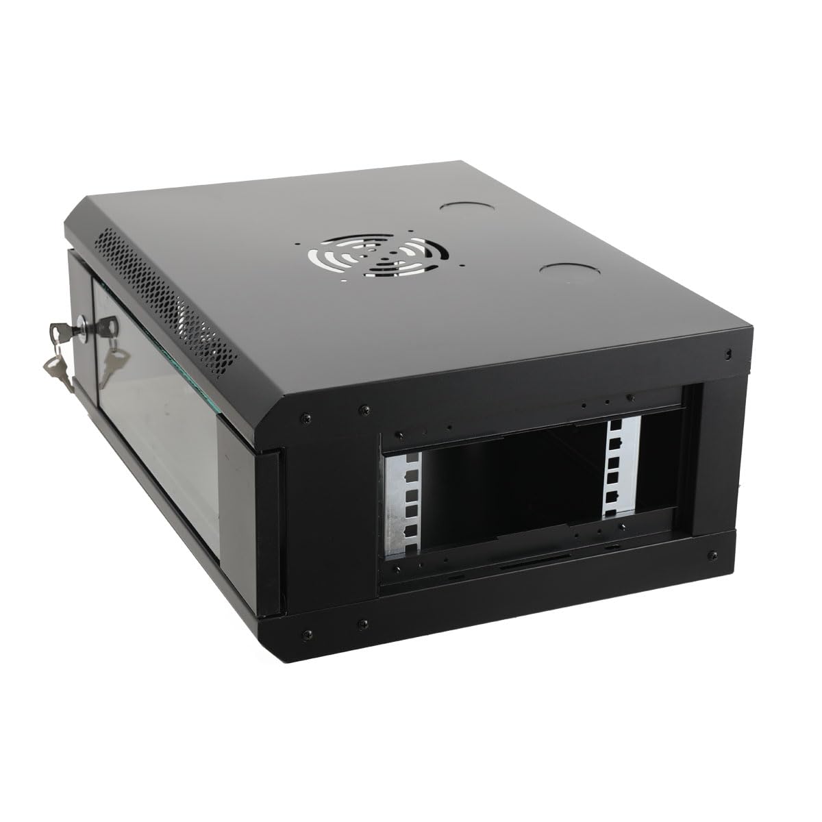 4U Armadio di Rete con Porta in Vetro, Armadio Server in Acciaio e Vetro, Serratura Sicura, Supporto 60kg, Per Sala Controllo, Data Center, TV e Ufficio