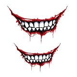OUNONA 2 Pcs Halloween Dekoration Horror Sticker, Mund Zähne Reflektierende Aufkleber Lustige Blutende Rote Lippen für Halloweenparty Fenster Dekoration Aufkleber Auto Dekorative Aufkleber