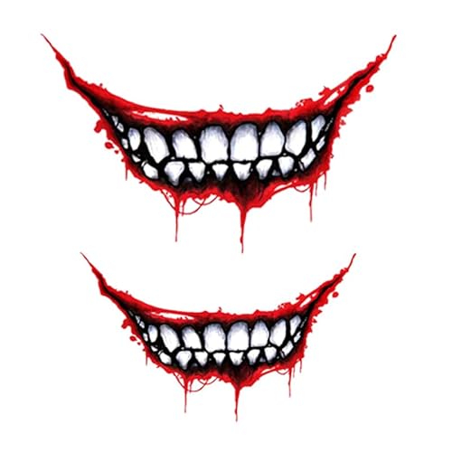 JECOMPRIS 2feuilles Autocollants De Décoration De Pour Halloween Autocollants Auto Adhésifs Forme Saignantes Pour Voiture Et Casque Résistants à Eau Et Réfléchissants