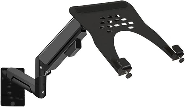 Monitor Mount Wall Mount Monitor Arm with Laptop Tray, Aluminum Gas Spring Full Motion Laptop Mount Arm Fits Max 32 inch, 19.8 lbs Screens/ 10-17" Laptop Monitor Desk StandBlack